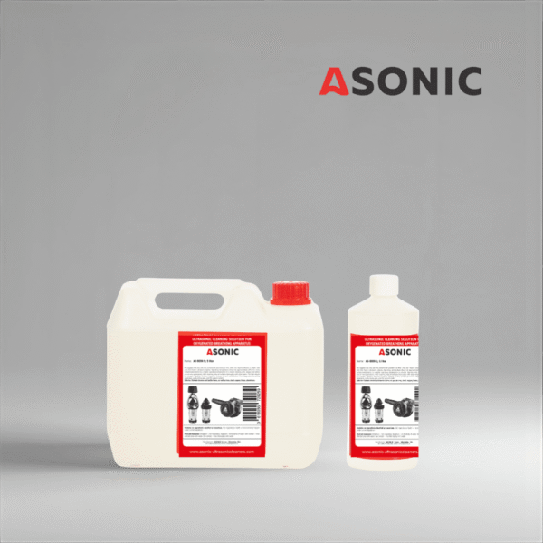 Čistilno sredstvo ASONIC AS-BIOX v 1L, 5L in 25L kanistrih za odstranjevanje bioloških ostankov.