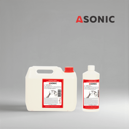 Čistilno sredstvo ASONIC AS-OPT v 1L, 5L in 25L kanistrih za ultrazvočno čiščenje optičnih leč.
