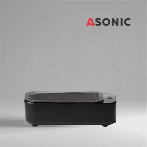 ASONIC HOME-450black ultrazvočni čistilec, kompaktna črna zasnova za čiščenje nakita, očal in majhnih predmetov.
