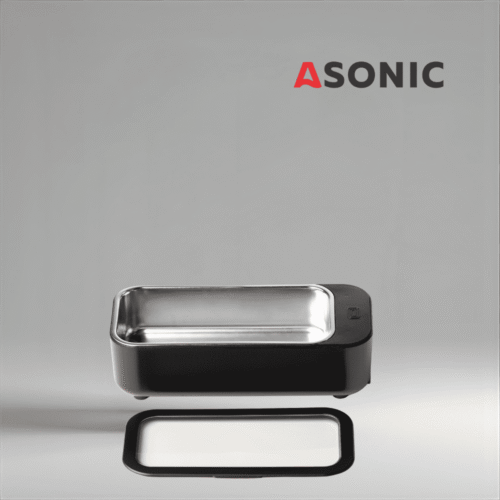 ASONIC HOME-450BLACK3 ASONIC HOME-450black ultrazvočni čistilec, sodobna črna zasnova za natančno čiščenje majhnih dragocenosti.