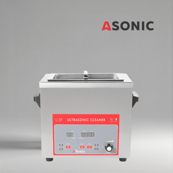 ASONIC 4L ultrazvočni čistilnik s pokrovom iz nerjavečega jekla, zasnovan za profesionalno industrijsko uporabo.