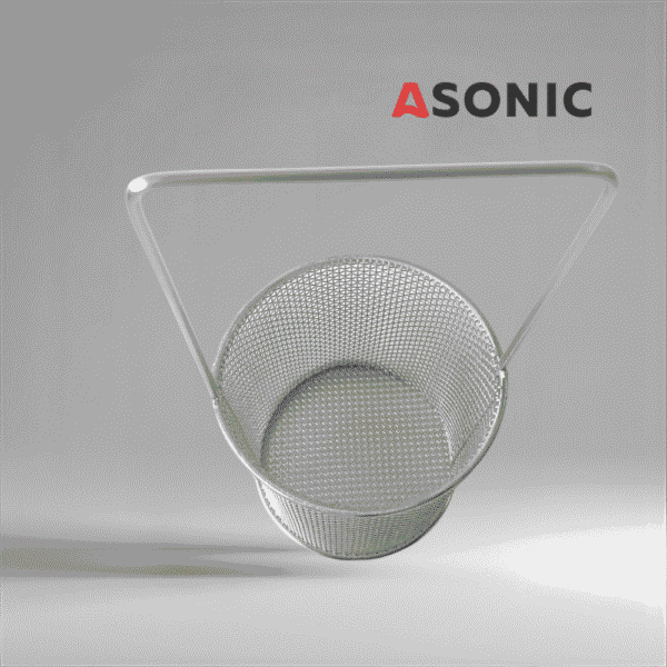 "ASONIC inox okrogla košara Ø75 mm z ročajem, priročna dodatna oprema za ultrazvočne čistilnike, idealna za majhne predmete.