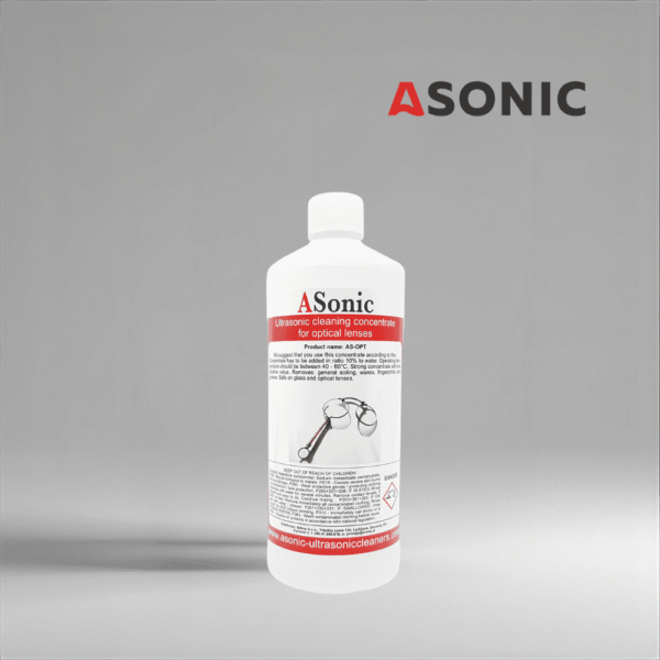ASONIC AS-OPT-1 raztopina za ultrazvočno čiščenje optike, 1L steklenička za varno čiščenje leč, stekel in optičnih naprav.