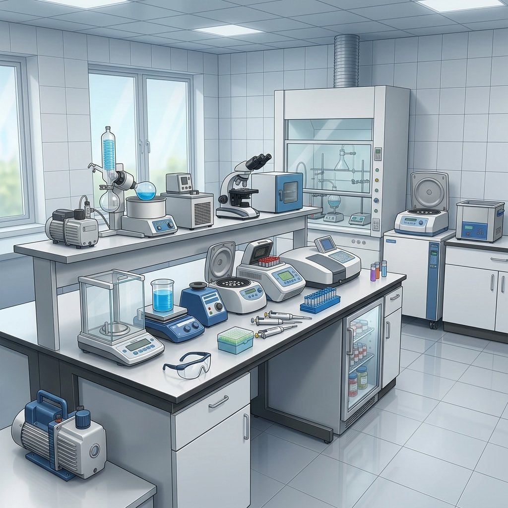 Laboratorij z opremo in ultrazvočnim čistilcem